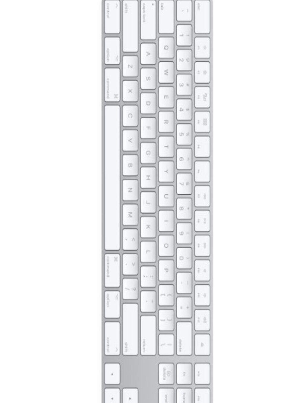 Apple Magic Keyboard w/Numeric Pad, Silver Aluminum White Keys US Keyboard A1843